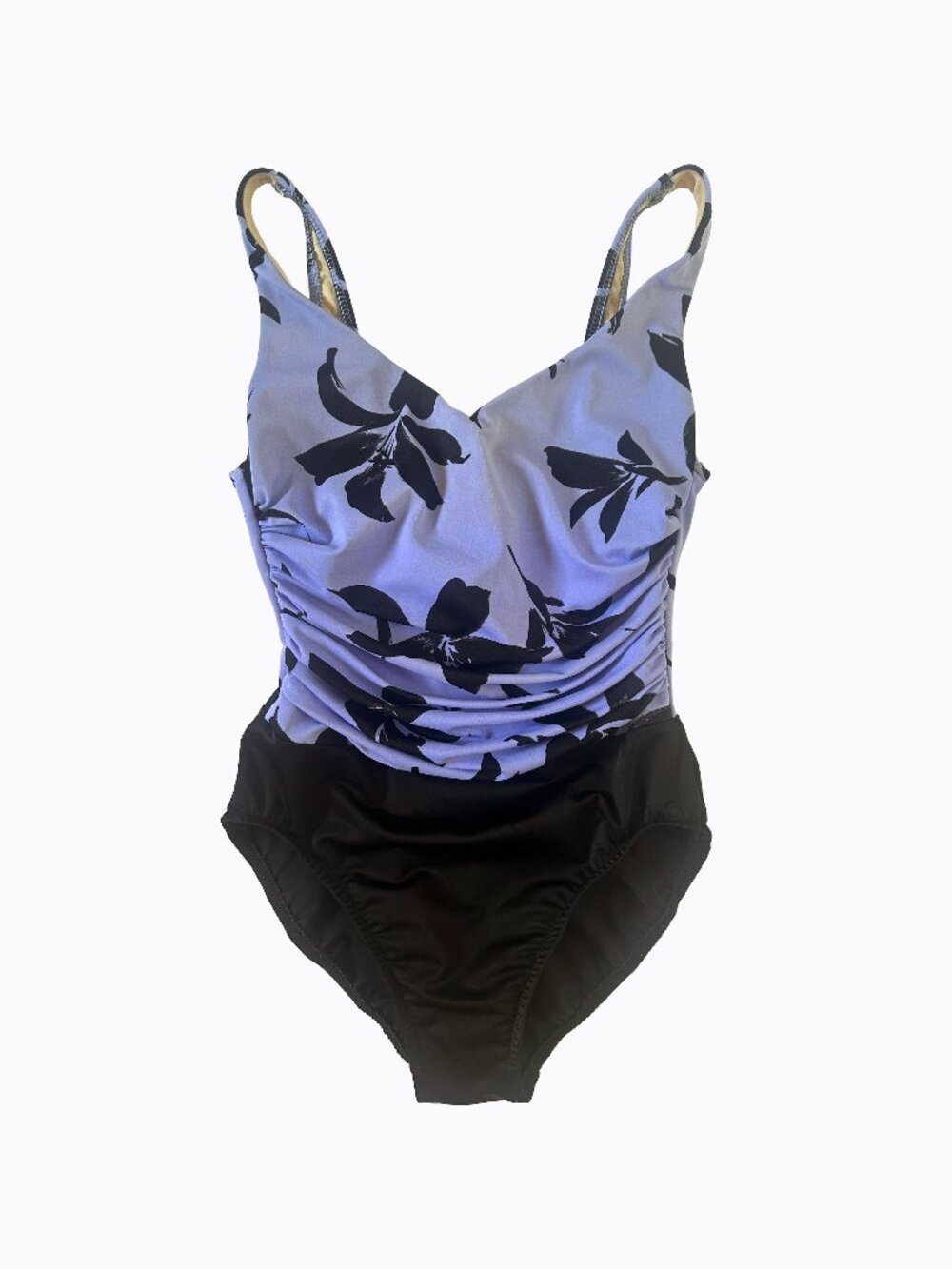 Vtg Miraclesuit One Piece Swimsuit 10 Underwire Compression Purple Floral Resort